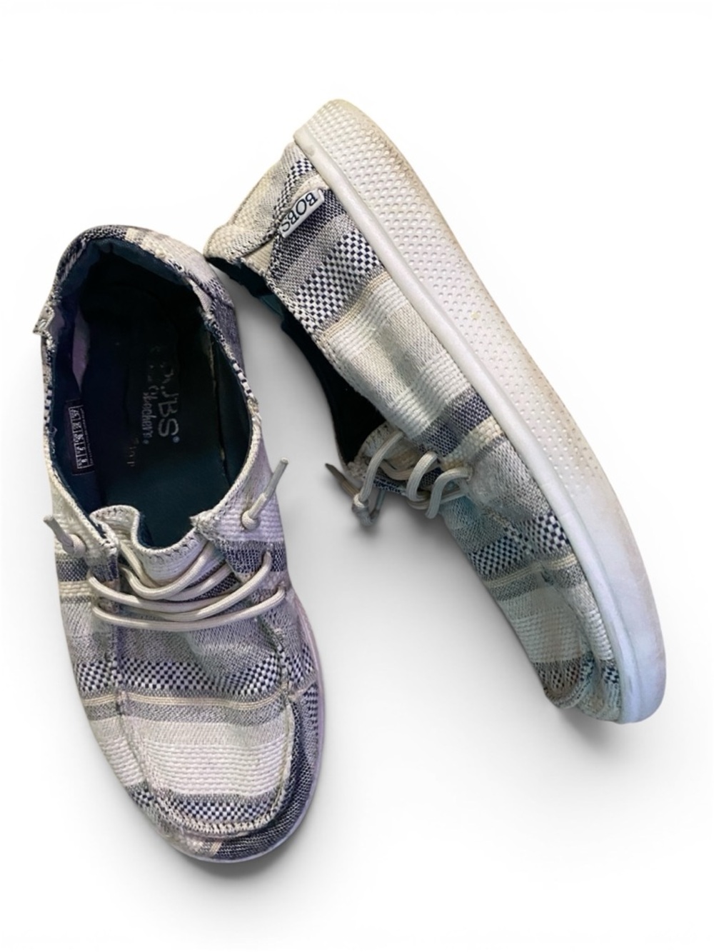 Skechers BOBS Slip-On Sneakers in Cream and Navy